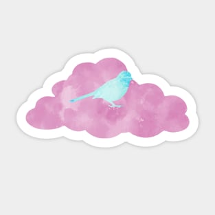 Blue Bird on Pink Cloud Sticker